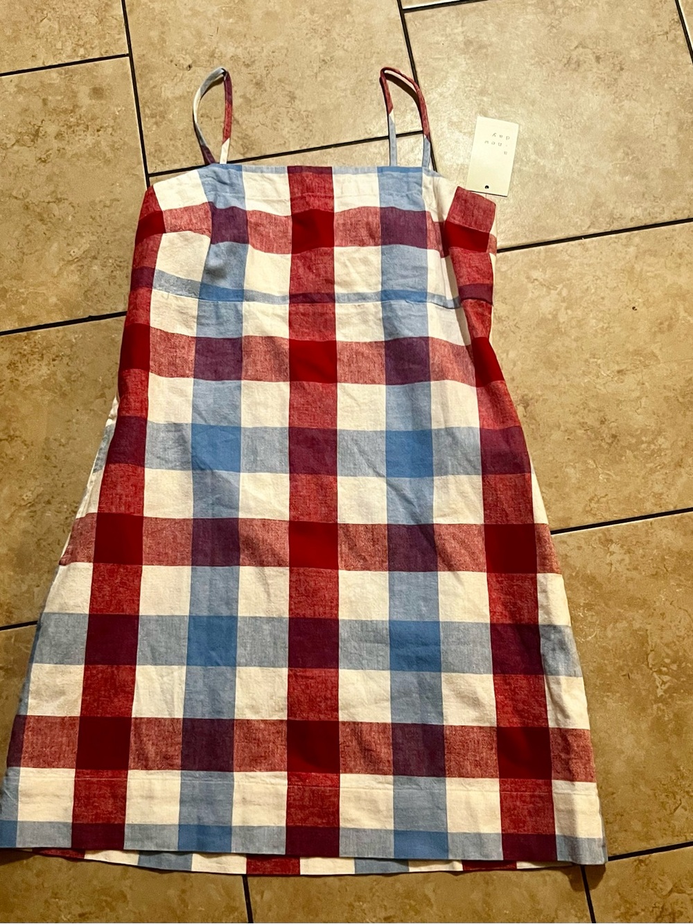 a new day Red, Blue & White Gingham Mini Dress